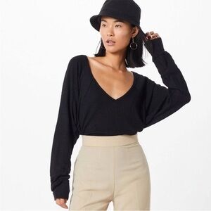 NWT Free People Black Santa Clara Thermal in Size Medium In Color Black